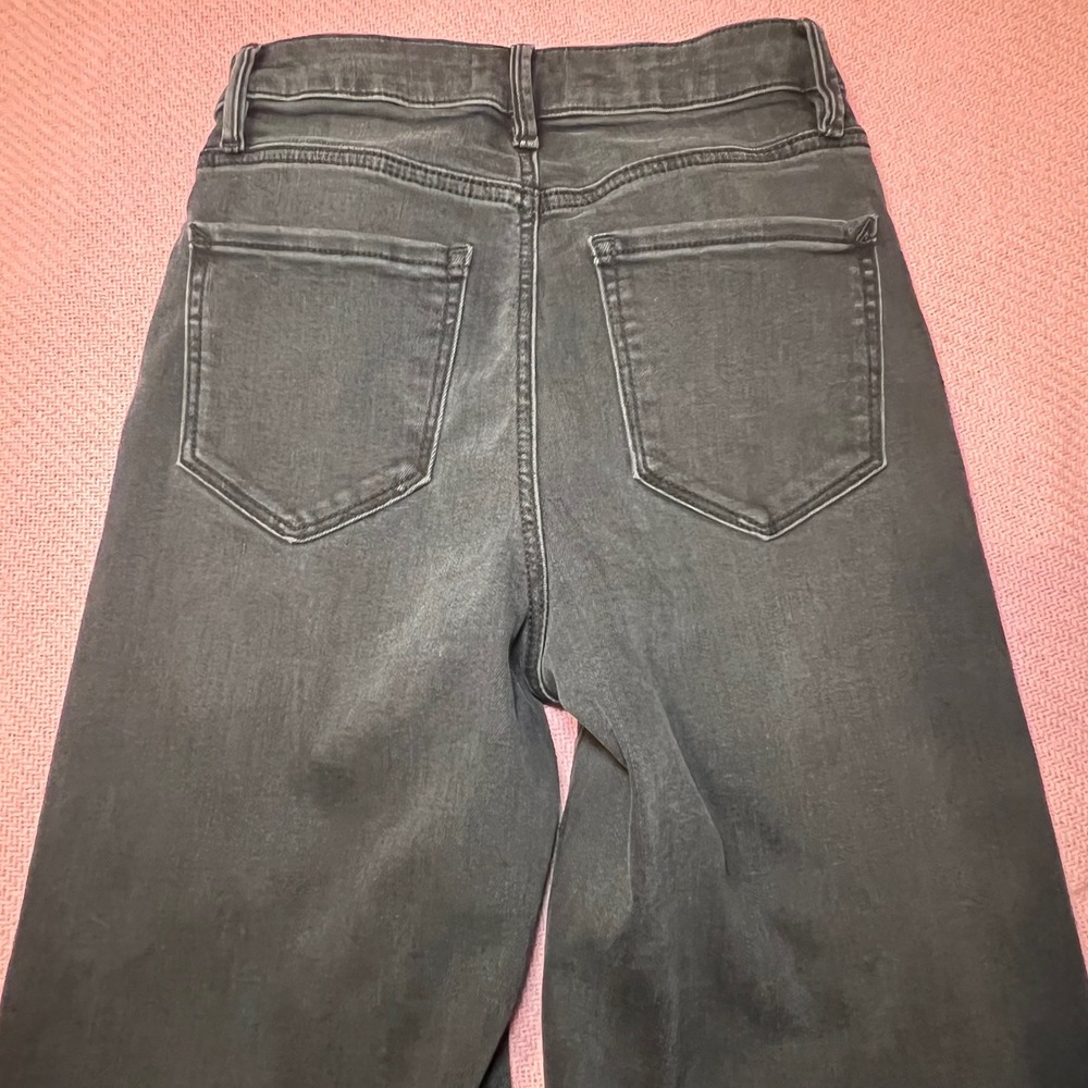 Böhme Womens Wide Leg Jeans Washed Black High Rise Raw Hem Size 26 - Picture 8 of 9